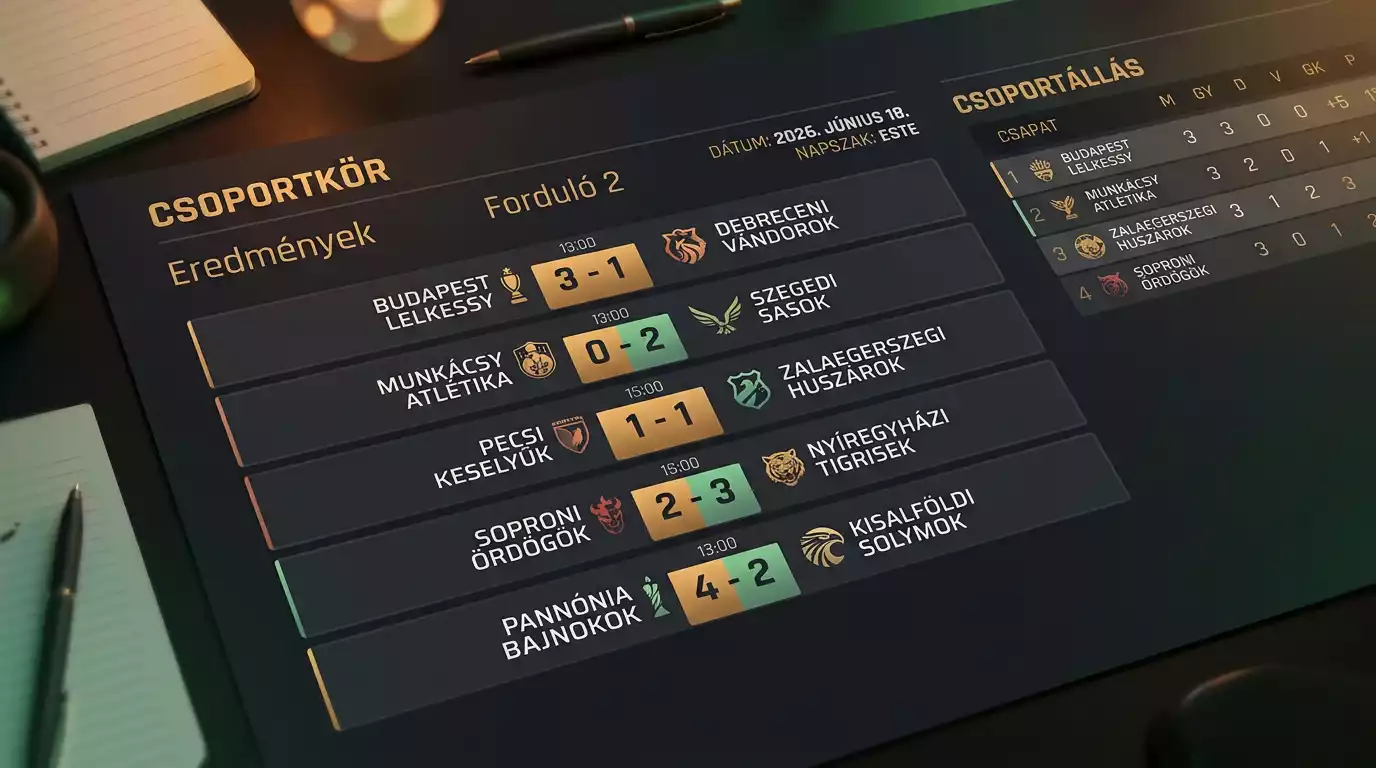 A VB 2026 csoportkör második fordulójának eredménytáblája